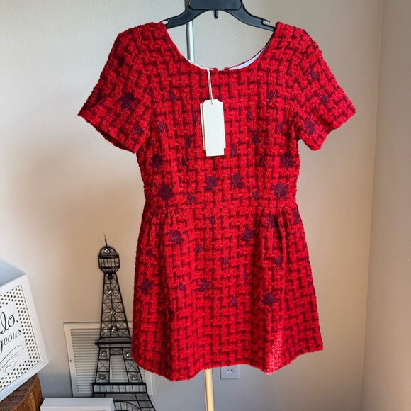 NWT Fanm Mon Dresses Fanm Mon Samantha Tweed Embroidered A-Line Dress Sz S - Picture 3 of 9